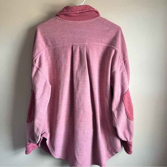 Free People Pink Ruby Oversized Shacket Elbow Pad Boho - Picture 6 of 7